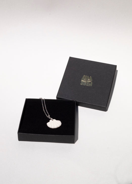 Handmade porcelain shell pendant necklace
