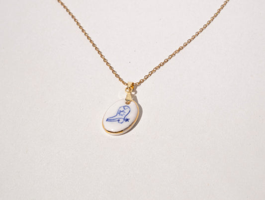 Handmade porcelain cowboy boot pendant necklace